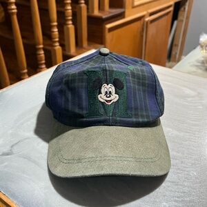 Vintage Mickey Mouse Green & Blue Striped/Plad Hat – Disney Snapback Cap